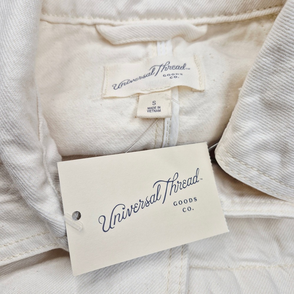 Universal Thread Womens Small Ecru Cropped Moto Jacket Cotton Lyocell W9P38Y NWT - Picture 8 of 13